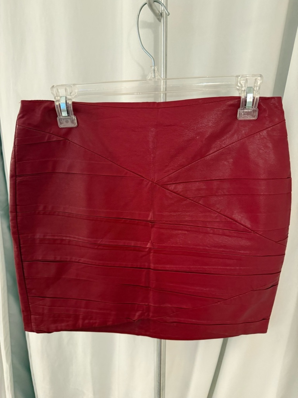 Zara Red Faux Leather Paneled Mini Skirt
